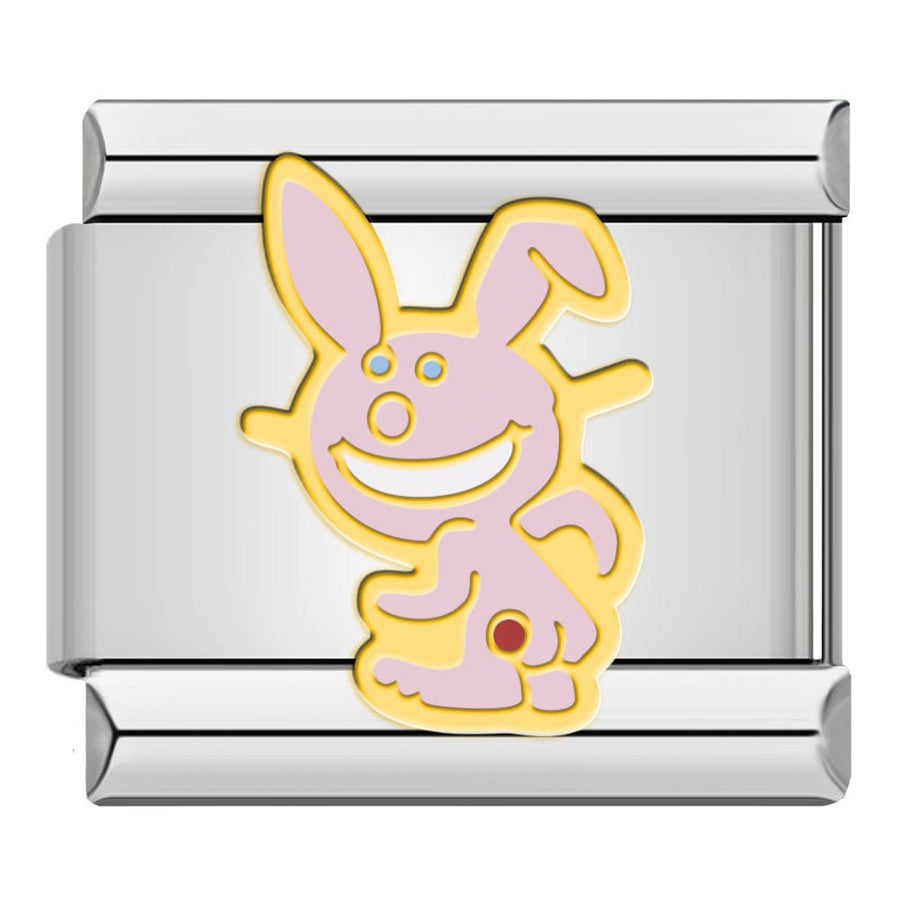 Happy Bunny Italian charm link, 9mm stainless steel module