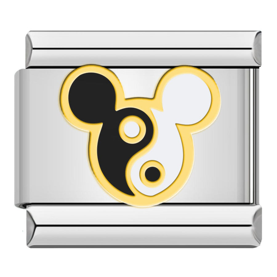 Yin-Yang Mickey Italian charm link, 9mm stainless steel module