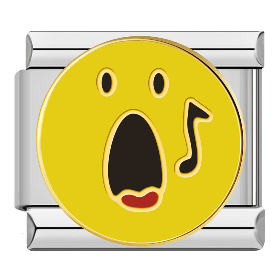 Singing Emoji Italian charm link, 9mm stainless steel module