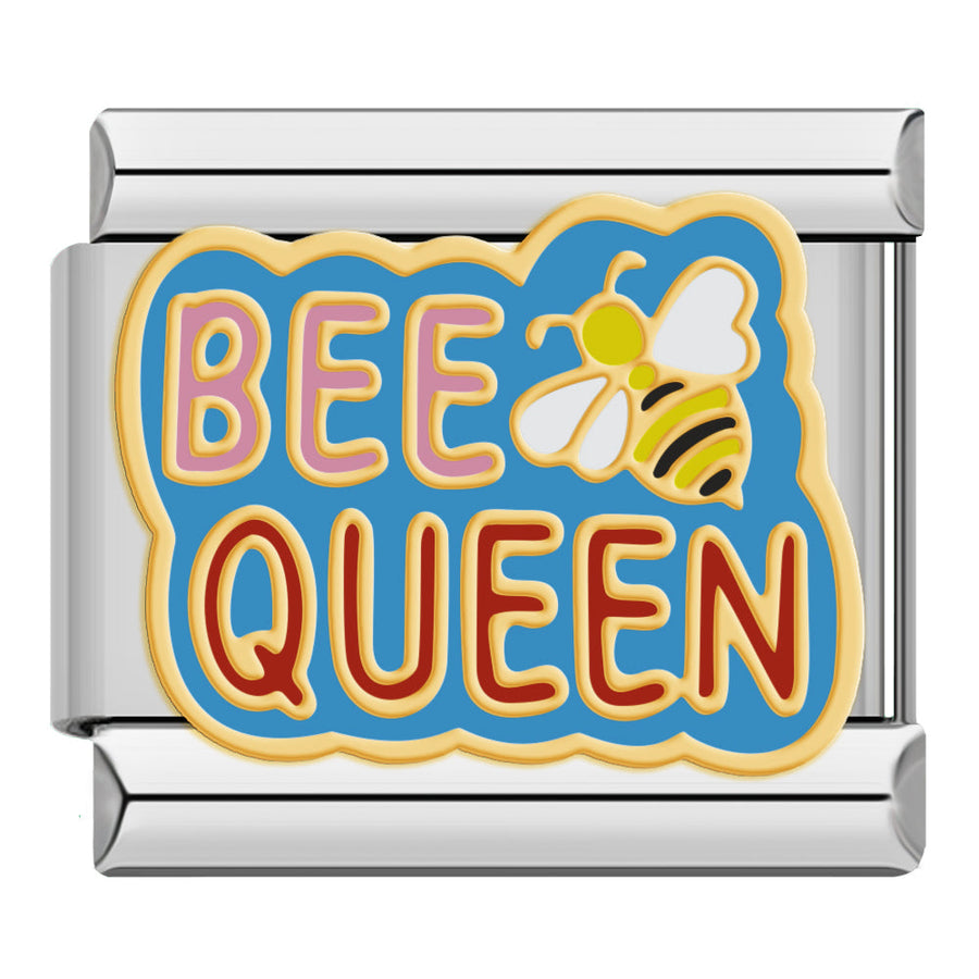 Bee Queen Italian charm link, 9mm stainless steel module