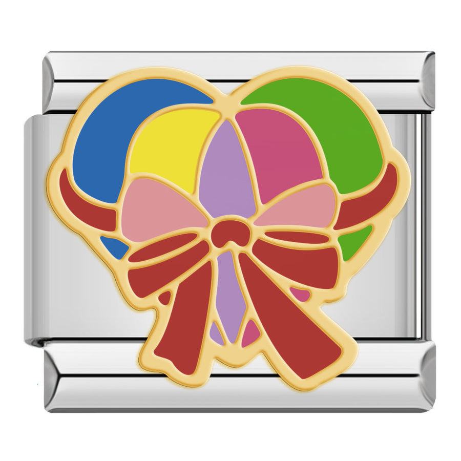 Bow Ribbon Italian charm link, 9mm stainless steel module