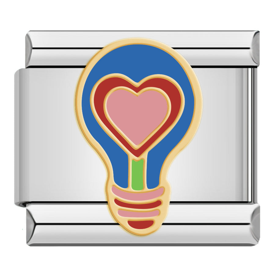 Heart Bulb Italian charm link, 9mm stainless steel module