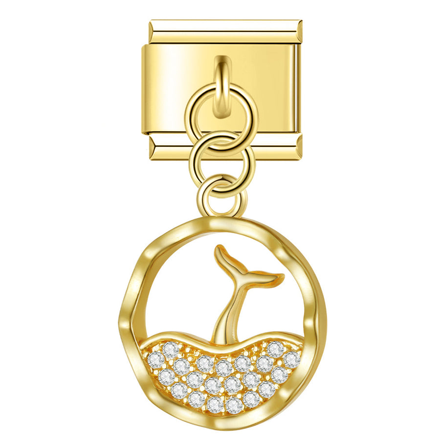 Whale Tail Italian charm link, 9mm stainless steel module