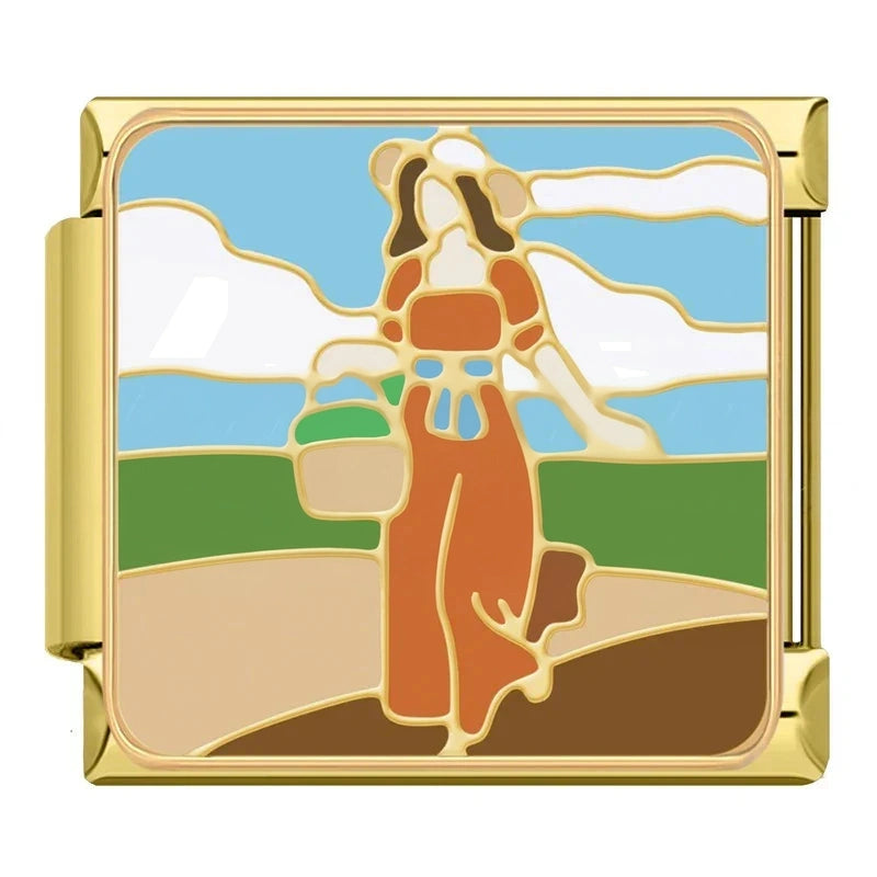 Woman with Basket Scene
