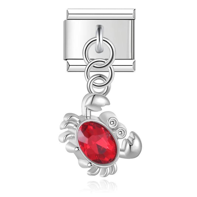 Red Crystal Crab in Silver