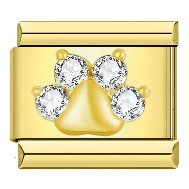 Crystal Paw Print in Gold