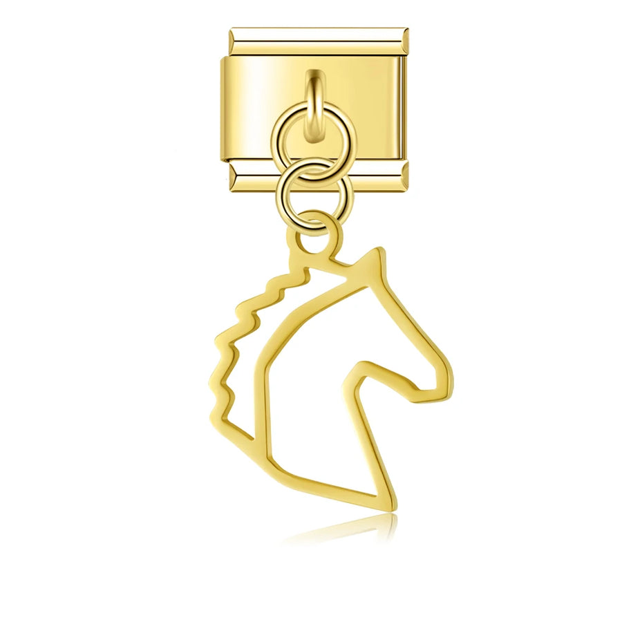 Angular Horse Head in Gold