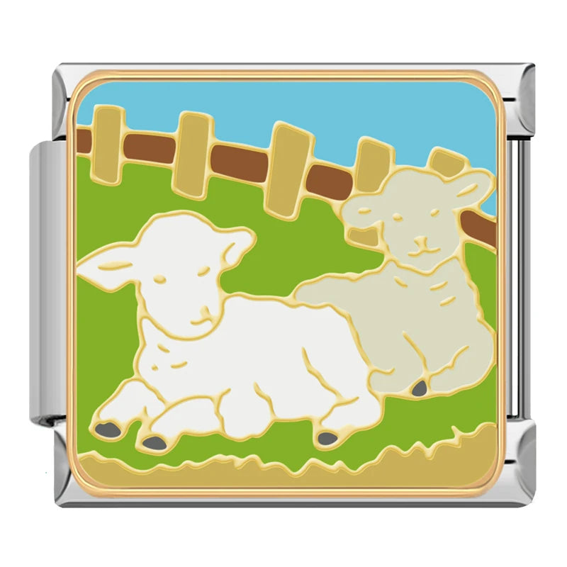 Two Lambs in Pasture