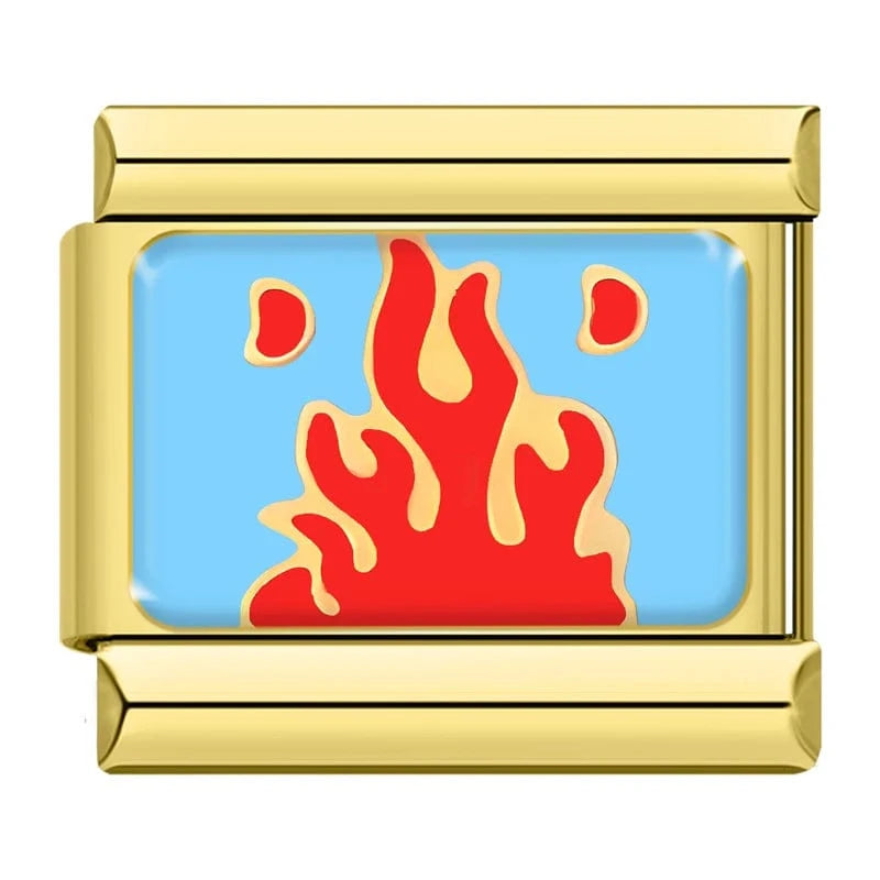 Fire Up Italian charm link, 9mm stainless steel module