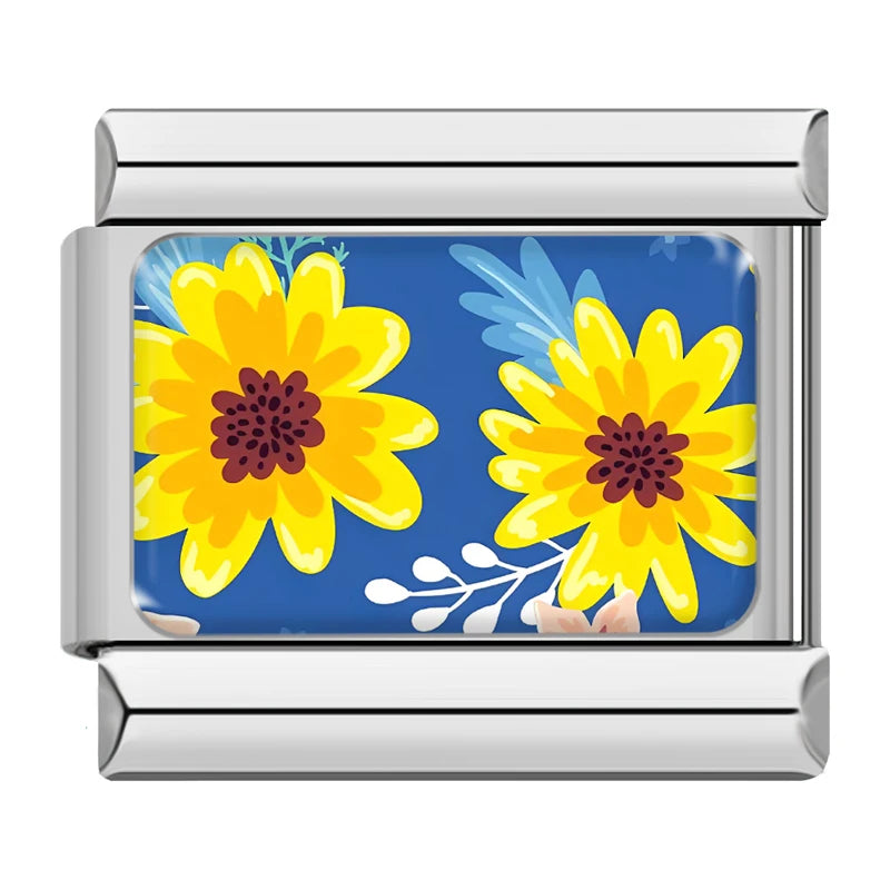 Yellow Daisies on Blue