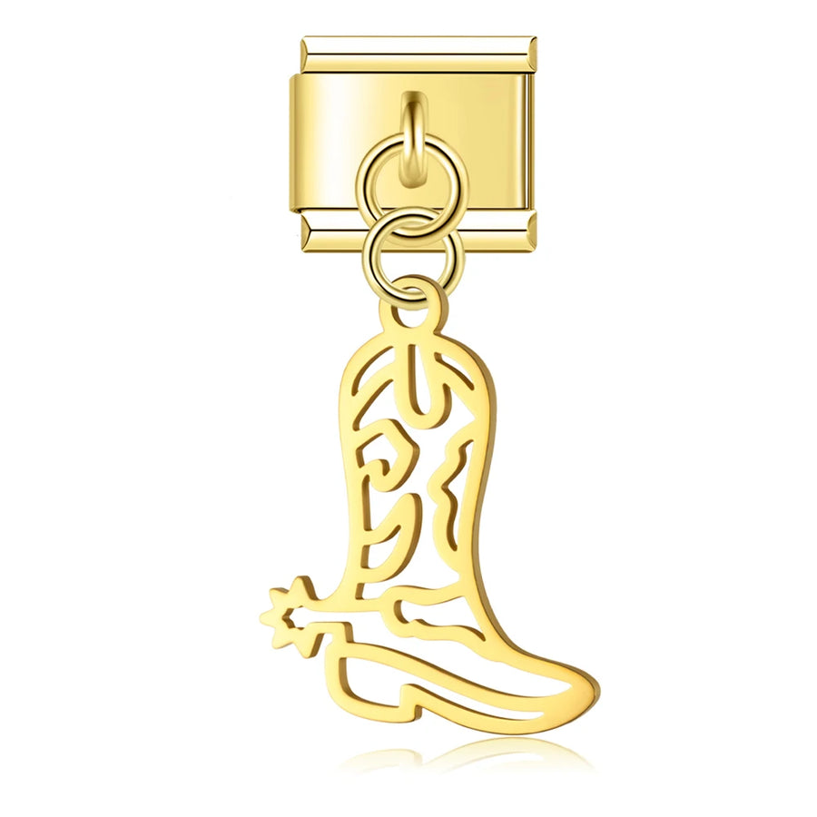 Cowboy Boot with Spur in Gold