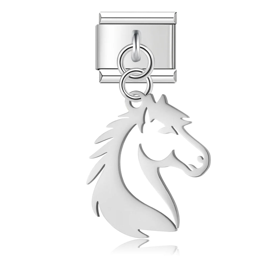 Horse Head with Mane in Silver