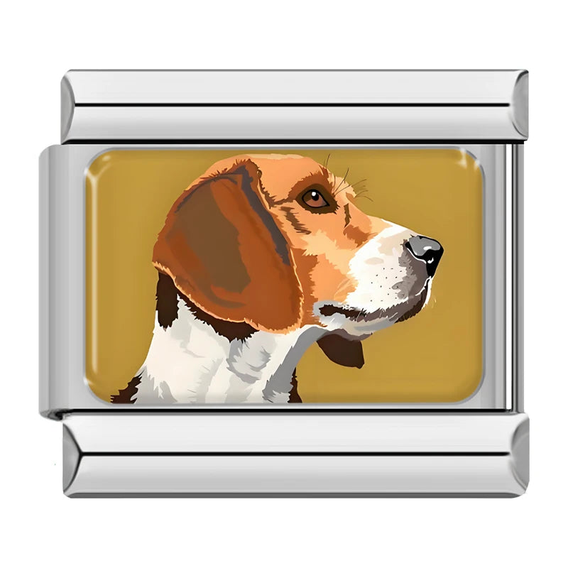Beagle Portrait in Silver