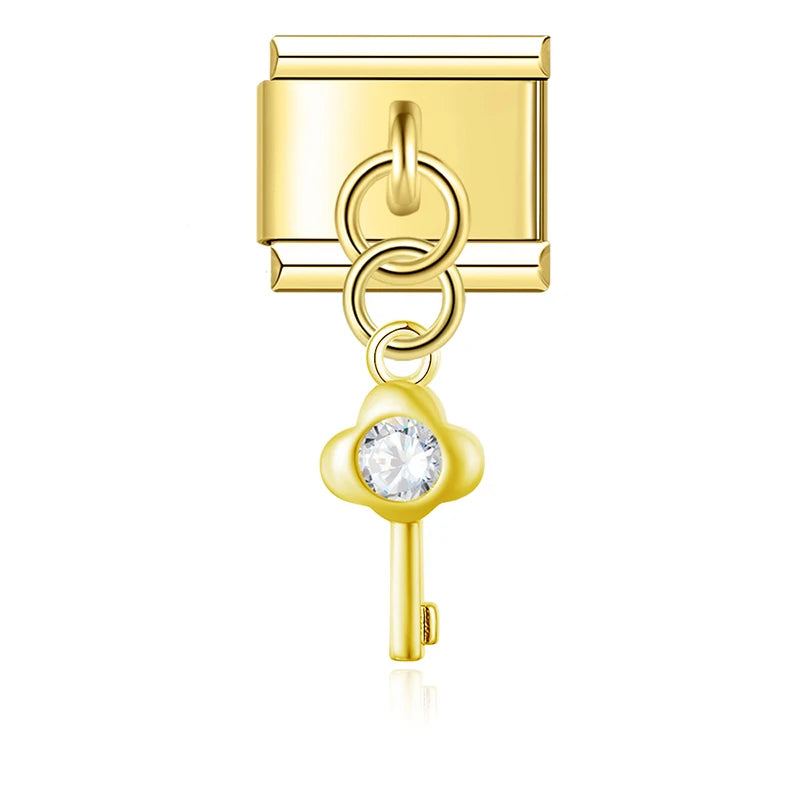 Crystal Key in Gold