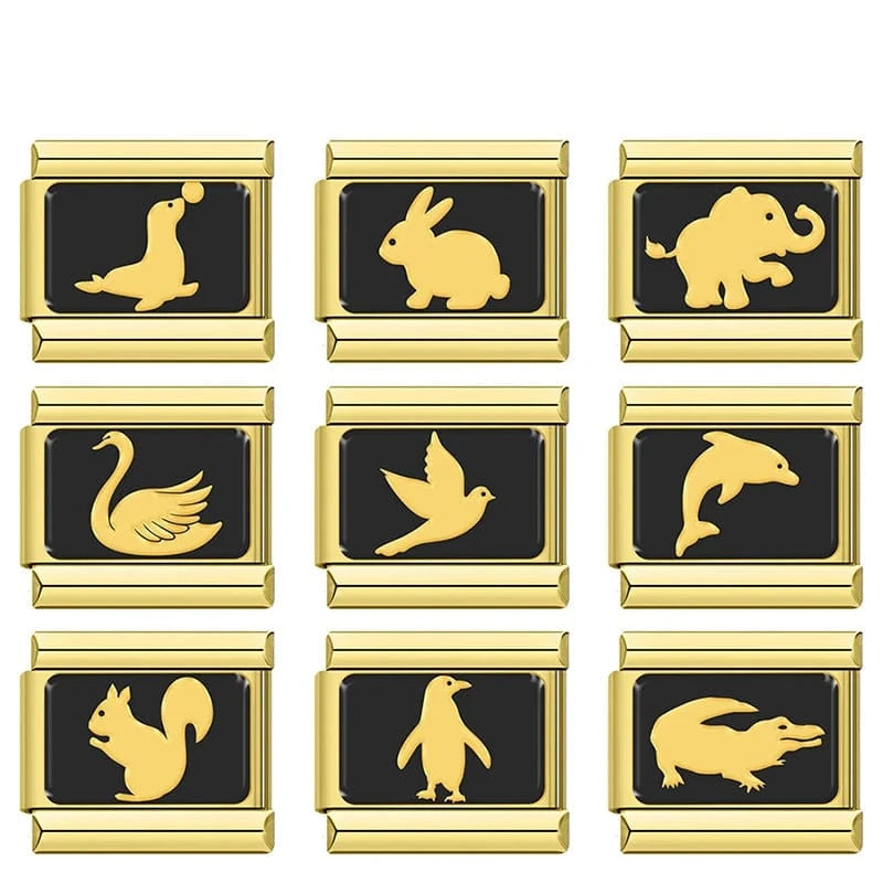 Gold Animal Silhouette Charm Set