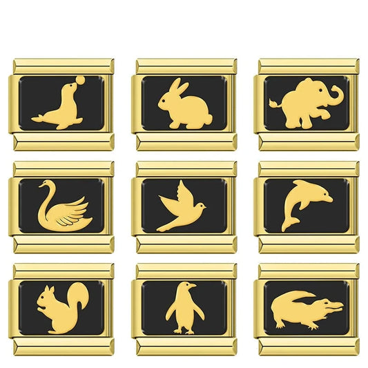Gold Animal Silhouette Charm Set