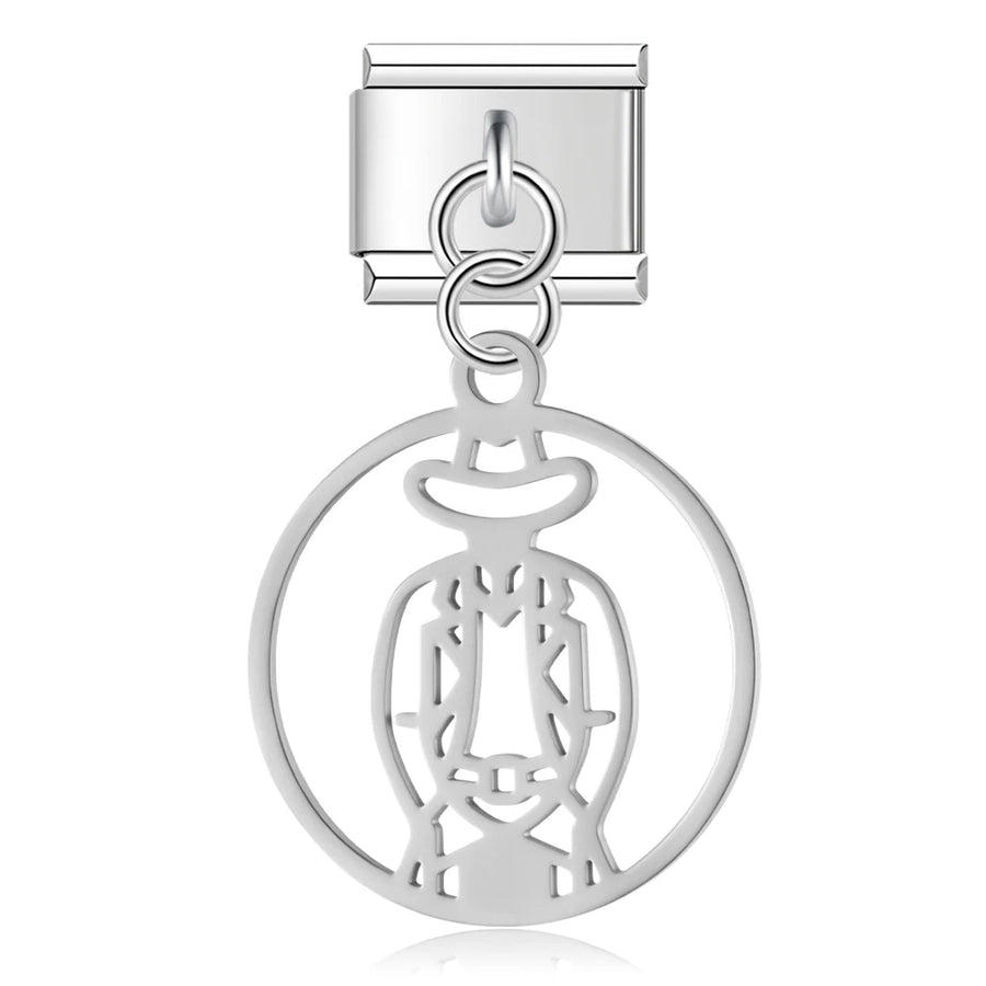Cowboy Cutout Circle in Silver