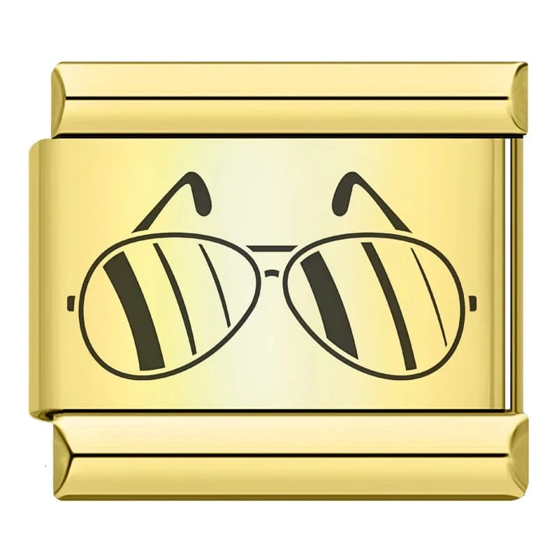 Glasses Italian charm link, 9mm stainless steel module