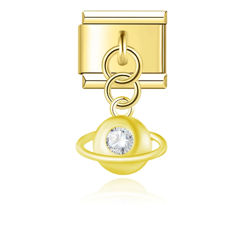Crystal Saturn Planet in Gold