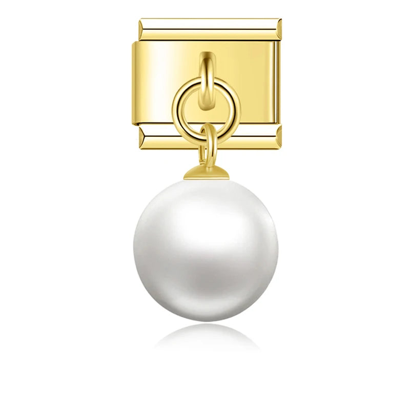 Large Pearl Drop in Gold