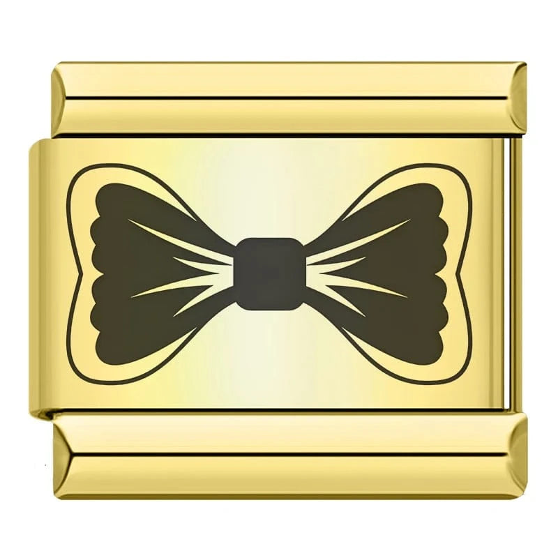 Black Bow Tie Italian charm link — 9mm stainless steel module