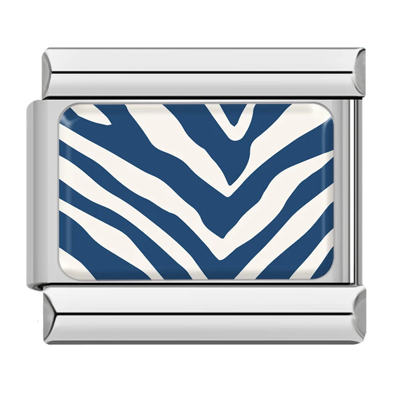 Blue Zebra Stripe in Silver
