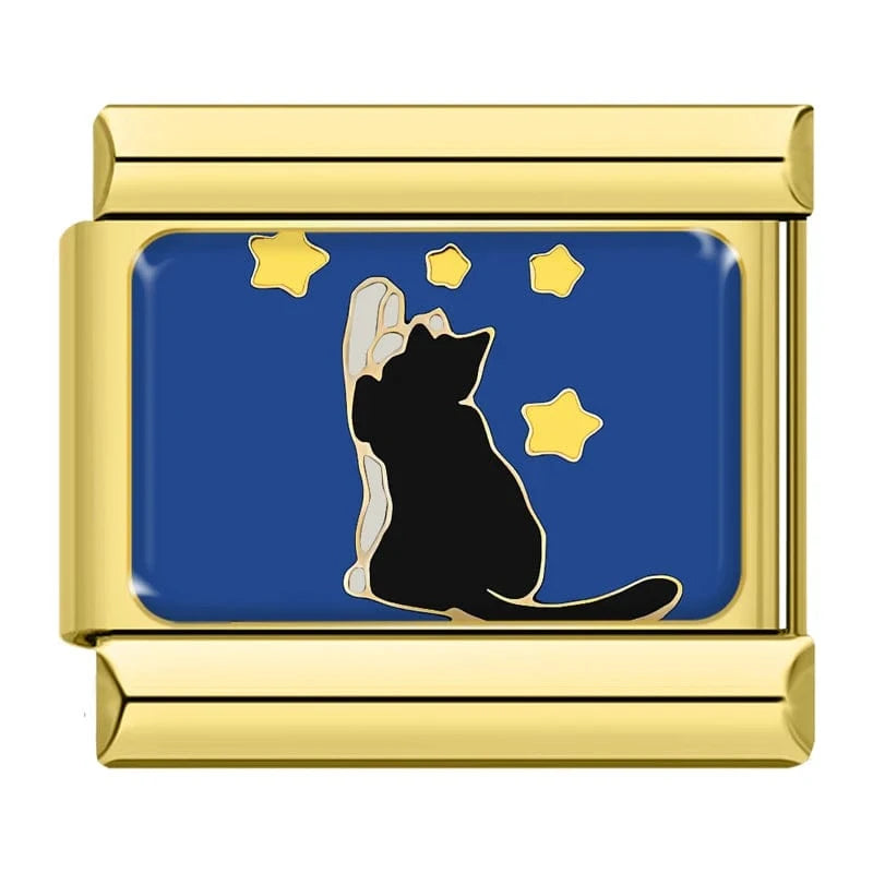 Wishful Cat Italian charm link, 9mm stainless steel module