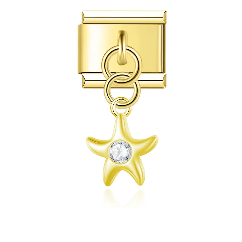 Crystal Starfish in Gold