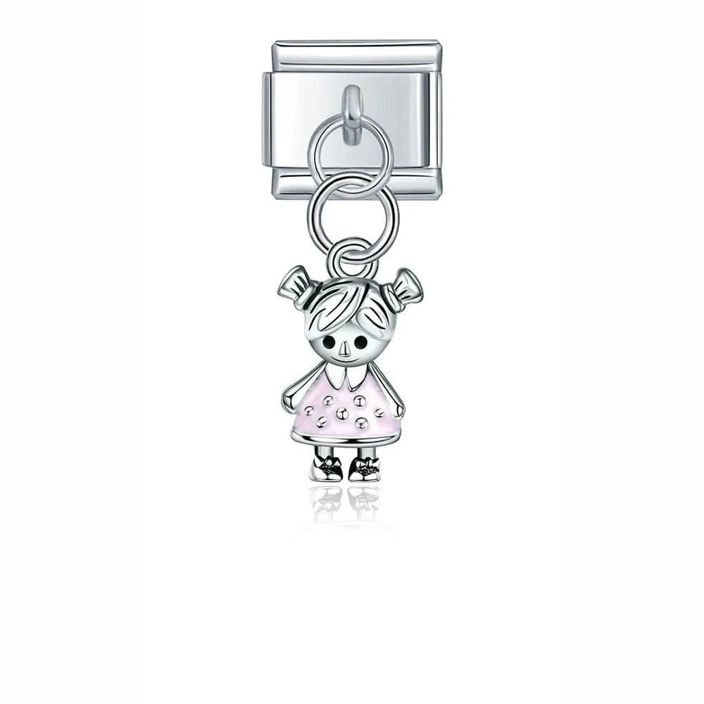 A Girl - Cacilia Sauer - Italian Charm Bracelet - custom jewelry - vintage jewelry - charms and pendants