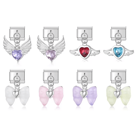 Angelic Whispers Set - Cacilia Sauer - Italian Charm Bracelet - custom jewelry - vintage jewelry - charms and pendants