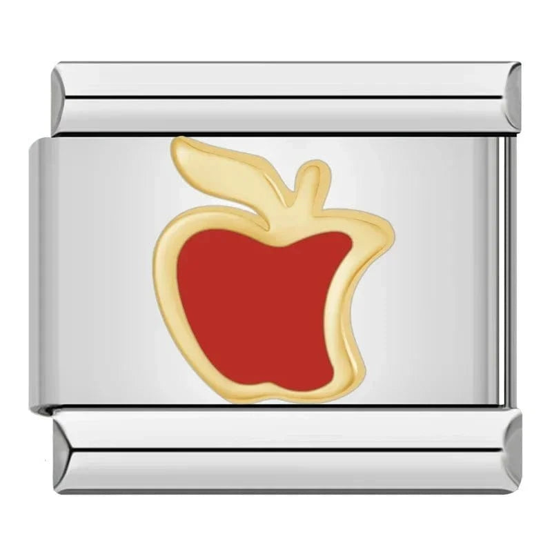 Apple Bite Italian charm link, 9mm stainless steel module
