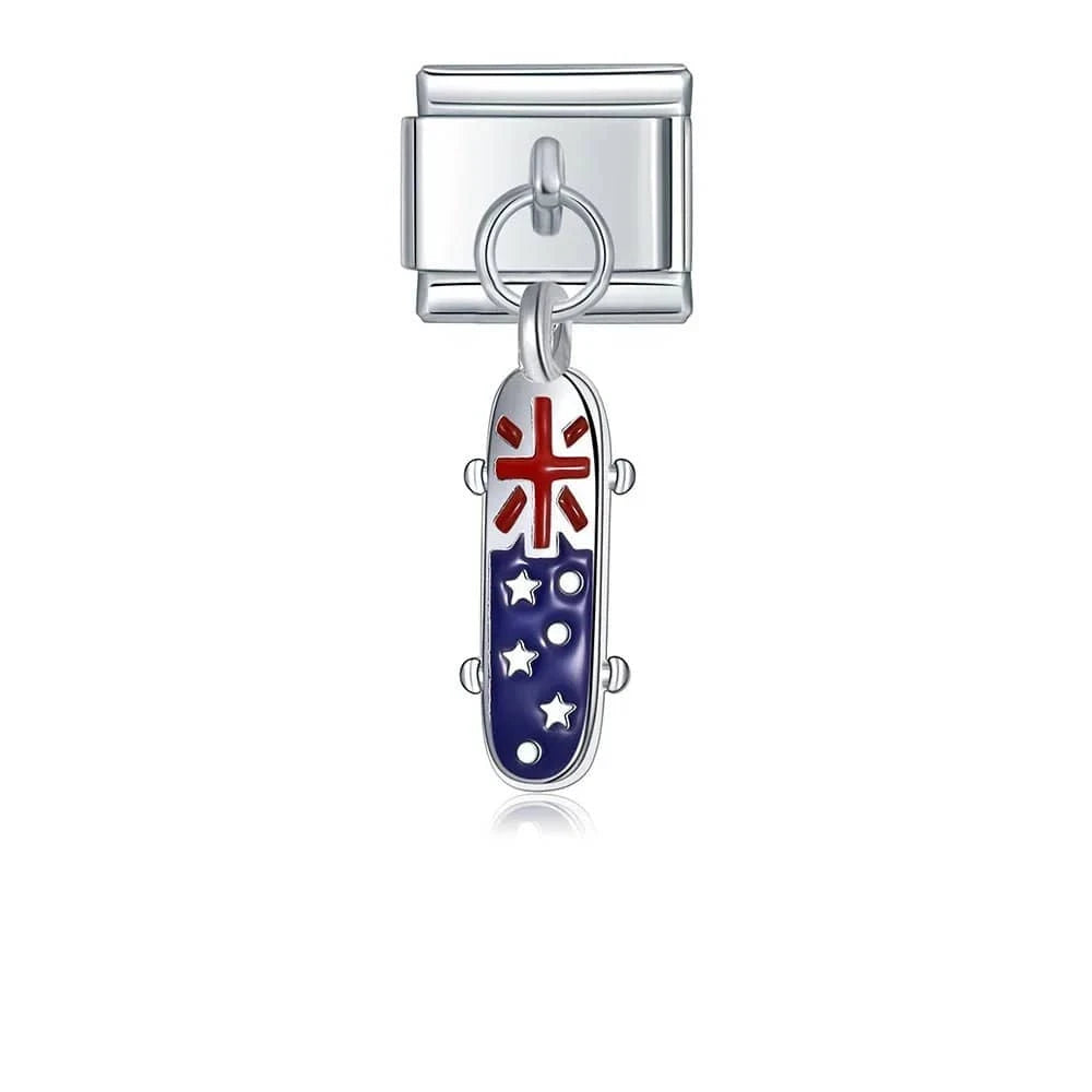 Australia Skateboard - Cacilia Sauer - Italian Charm Bracelet - custom jewelry - vintage jewelry - charms and pendants