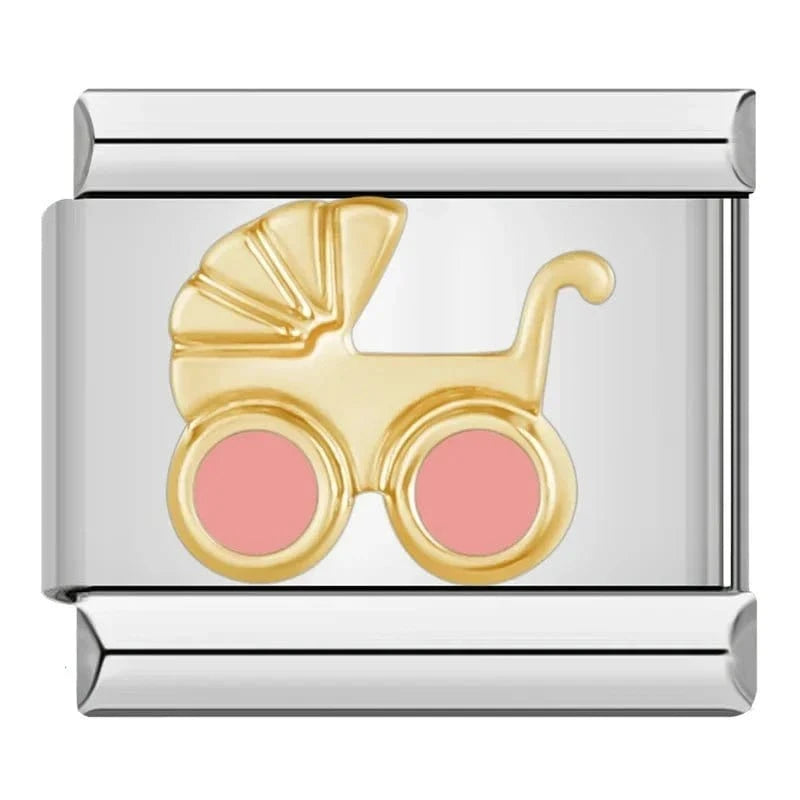 Baby Stroller - Cacilia Sauer - Italian Charm Bracelet - custom jewelry - vintage jewelry - charms and pendants