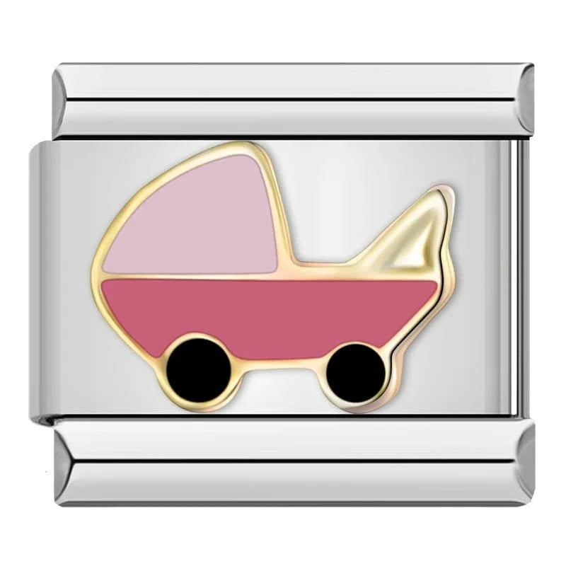 Baby Stroller - Cacilia Sauer - Italian Charm Bracelet - custom jewelry - vintage jewelry - charms and pendants