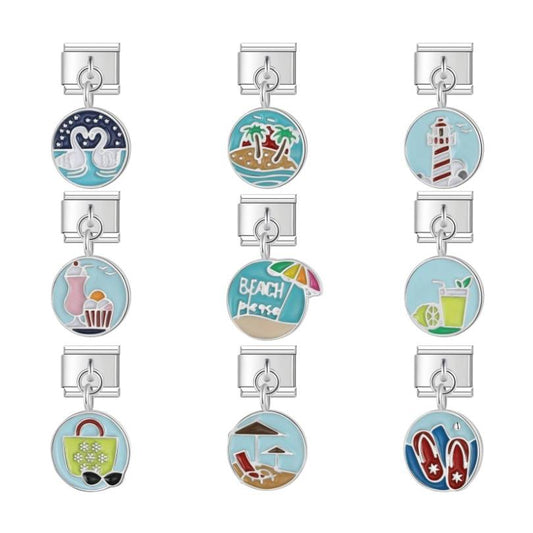 Beach Vibes - Cacilia Sauer - Italian Charm Bracelet - custom jewelry - vintage jewelry - charms and pendants