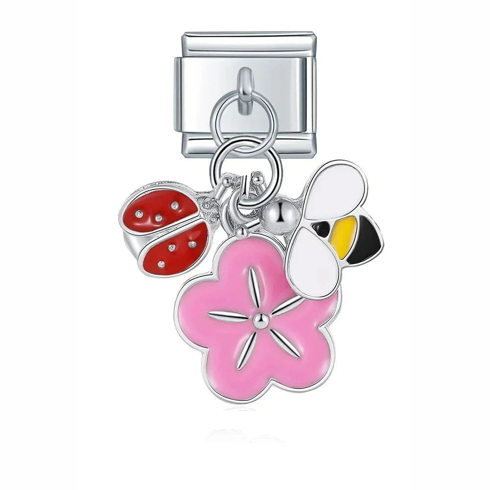 Bee & Ladybug Garden - Cacilia Sauer - Italian Charm Bracelet - custom jewelry - vintage jewelry - charms and pendants