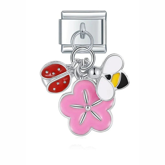 Bee & Ladybug Garden - Cacilia Sauer - Italian Charm Bracelet - custom jewelry - vintage jewelry - charms and pendants