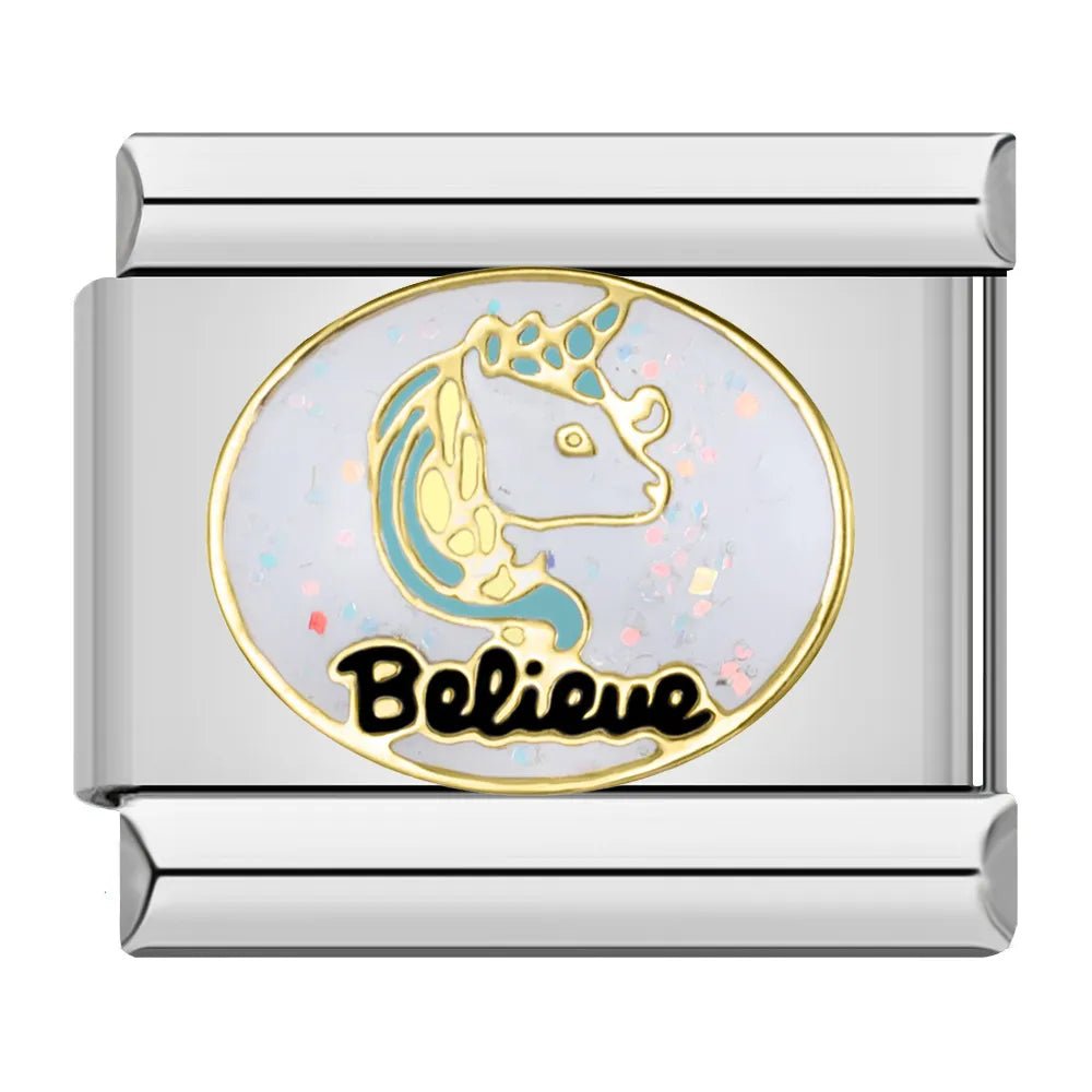 Believe - Cacilia Sauer - Italian Charm Bracelet - custom jewelry - vintage jewelry - charms and pendants