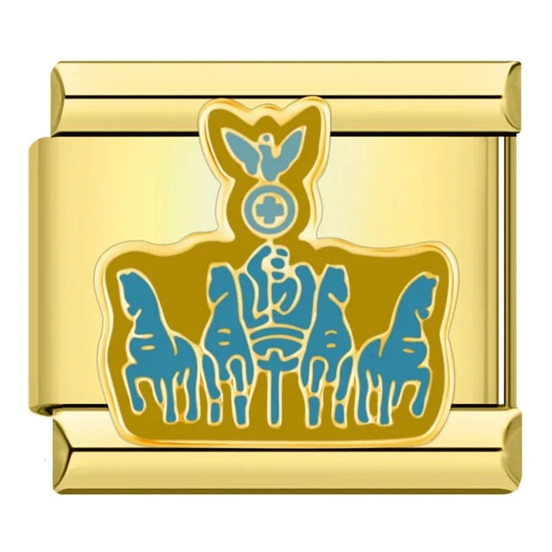 Berlin Quadriga Italian charm link, 9mm stainless steel module