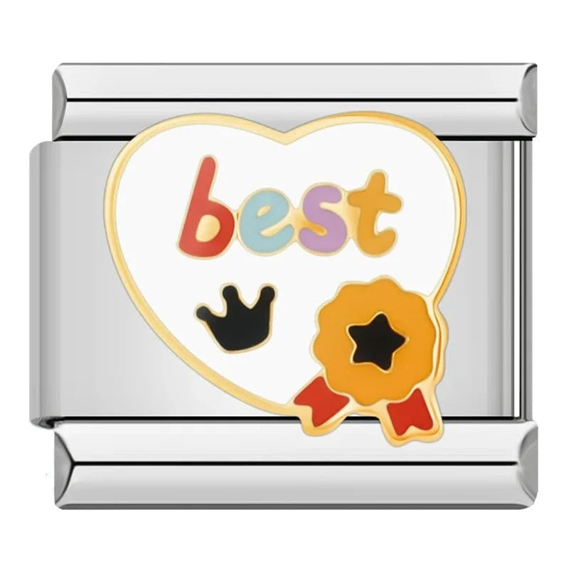 Best Award Italian charm link, 9mm stainless steel module