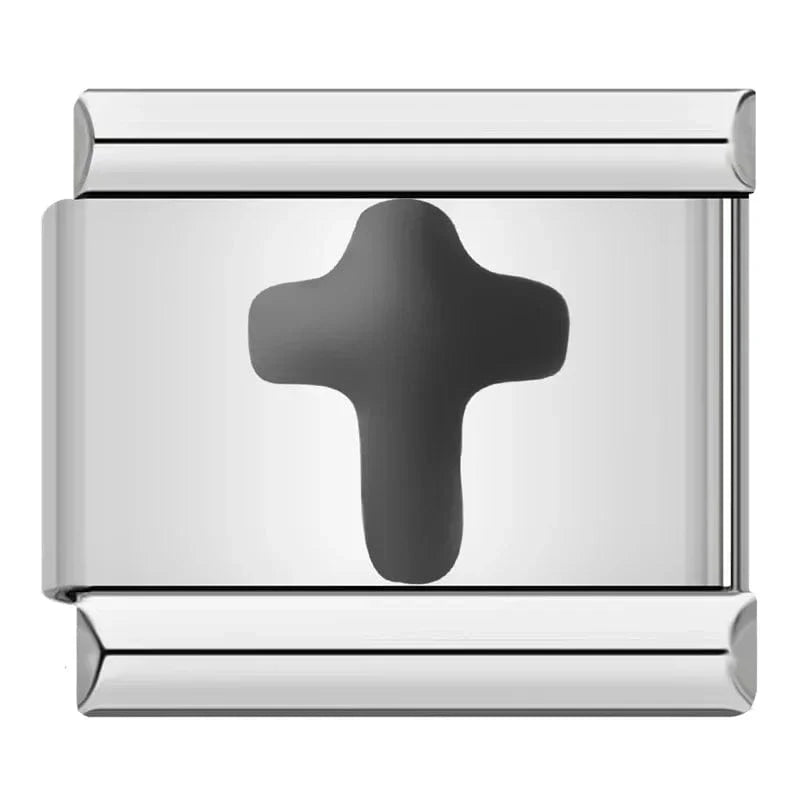 Black Cross - Cacilia Sauer - Italian Charm Bracelet - custom jewelry - vintage jewelry - charms and pendants