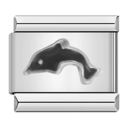 Black Dolphin - Cacilia Sauer - Italian Charm Bracelet - custom jewelry - vintage jewelry - charms and pendants