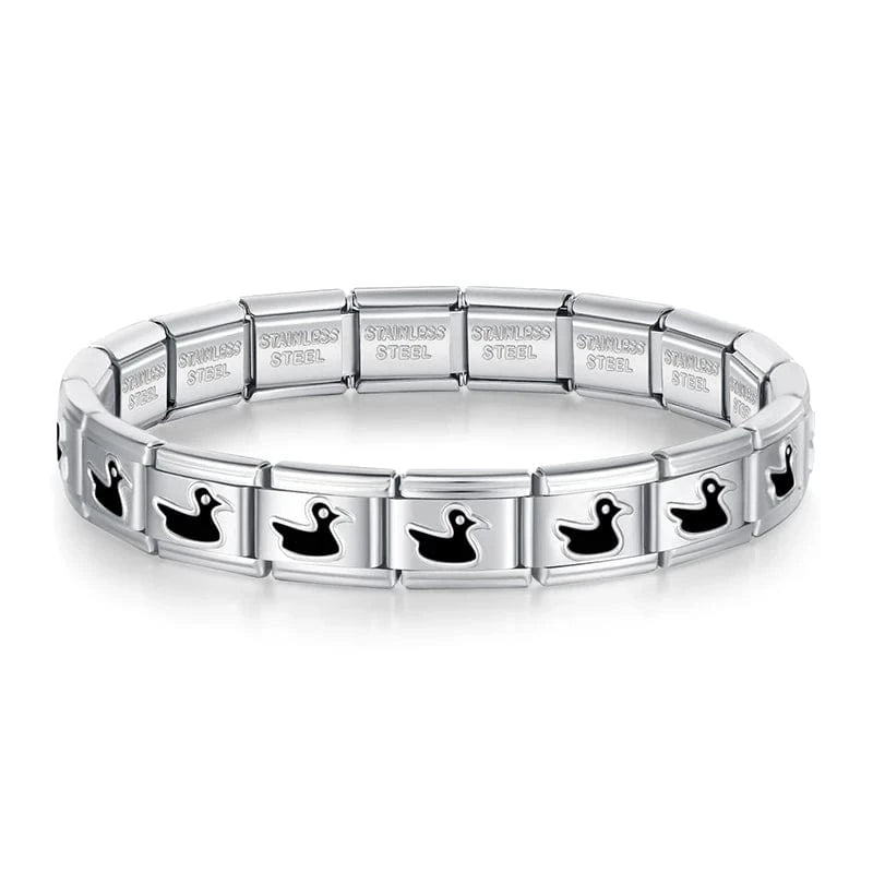 Black Duck Bracelet - Cacilia Sauer - Italian Charm Bracelet - custom jewelry - vintage jewelry - charms and pendants