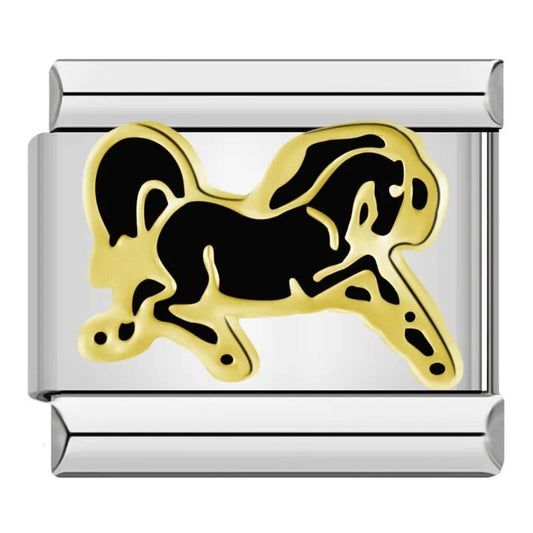 Black Horse - Cacilia Sauer - Italian Charm Bracelet - custom jewelry - vintage jewelry - charms and pendants