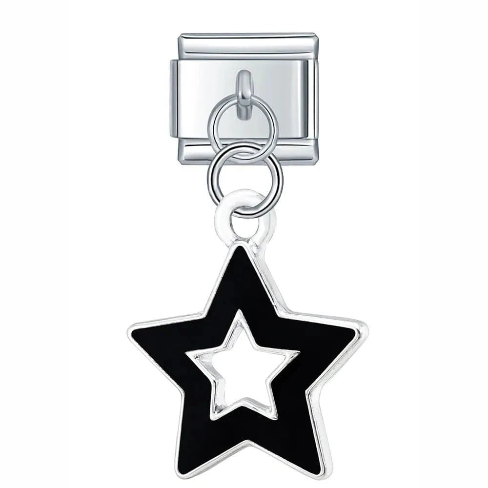 Black Star - Cacilia Sauer - Italian Charm Bracelet - custom jewelry - vintage jewelry - charms and pendants