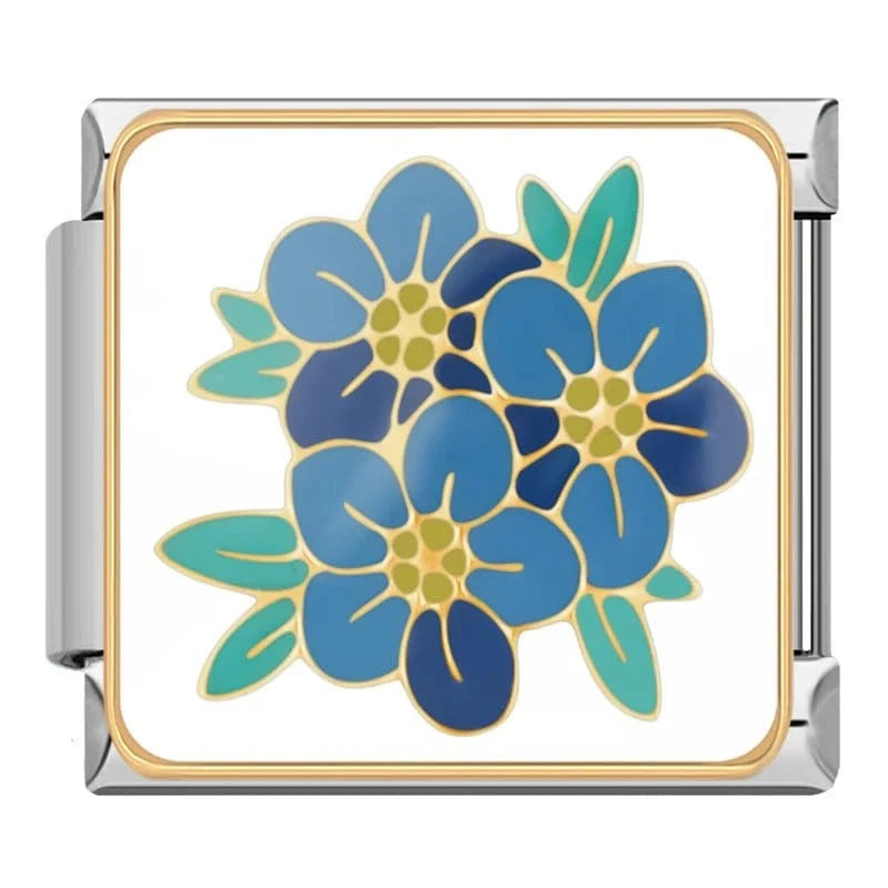 Blue Blooms - Cacilia Sauer - Italian Charm Bracelet - custom jewelry - vintage jewelry - charms and pendants