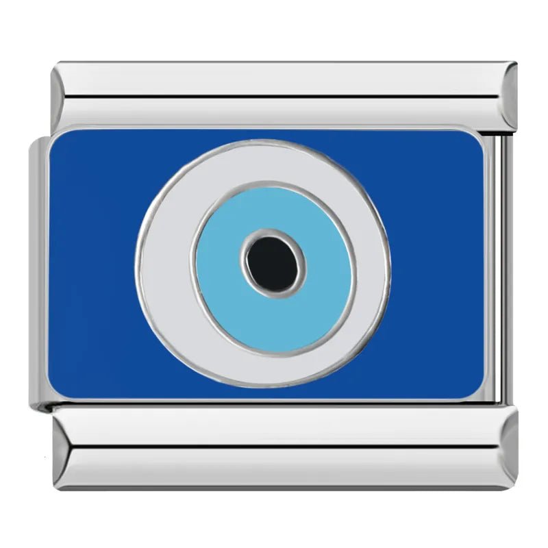 Blue Evil Eye - Cacilia Sauer - Italian Charm Bracelet - custom jewelry - vintage jewelry - charms and pendants