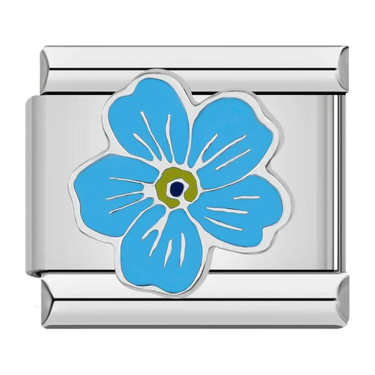 Blue Flower - Cacilia Sauer - Italian Charm Bracelet - custom jewelry - vintage jewelry - charms and pendants