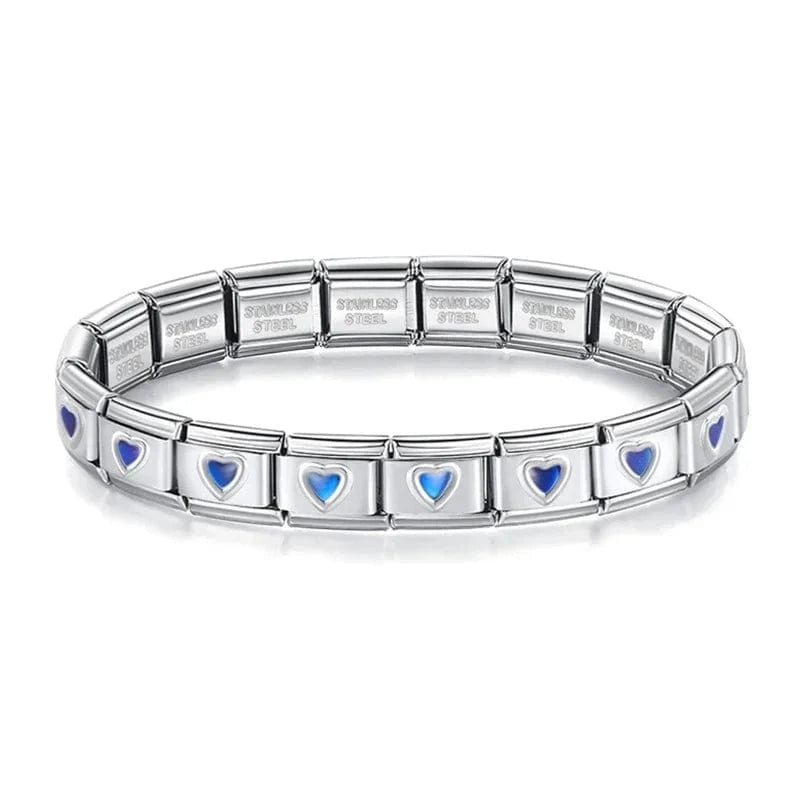 Blue Heart Bracelet - Cacilia Sauer - Italian Charm Bracelet - custom jewelry - vintage jewelry - charms and pendants