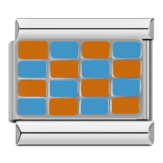 Blue - Orange Pattern - Cacilia Sauer - Italian Charm Bracelet - custom jewelry - vintage jewelry - charms and pendants